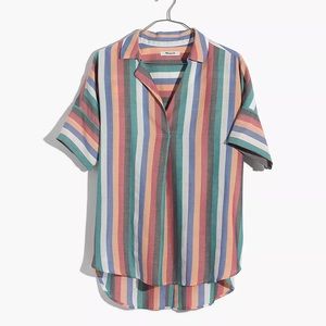 Madewell courier button back shirt in festival stripe